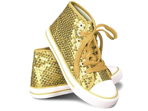 Think Jeck! Pailletten Schuhe Damen Glitzer Sneaker auch als Wendepailletten wählbar Halbhoch Damenschnürer Disco (Gold, 38) von Sprint Sport