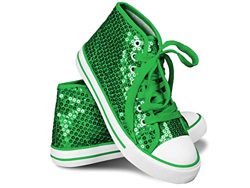 Think Jeck! Pailletten Schuhe Damen Glitzer Sneaker auch als Wendepailletten wählbar Halbhoch Damenschnürer Disco (Grün, 36) von Sprint Sport