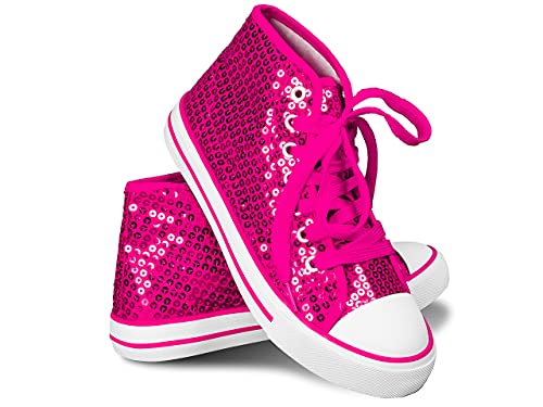 Think Jeck! Pailletten Schuhe Damen Glitzer Sneaker auch als Wendepailletten wählbar Halbhoch Damenschnürer Disco (Pink, 37) von Sprint Sport