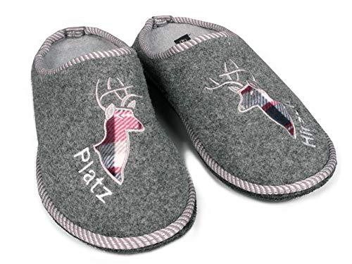 Sprint Sport Herren Hausschuhe mit Stickerei Platzhirsch Pantoffel Jäger (Dunkelgrau, eu_footwear_size_system, adult, men, numeric, medium, numeric_42) von Sprint Sport