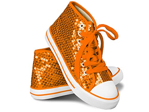 Think Jeck! Pailletten Schuhe Damen Glitzer Sneaker auch als Wendepailletten wählbar Halbhoch Damenschnürer Disco (Orange, 37) von Sprint Sport