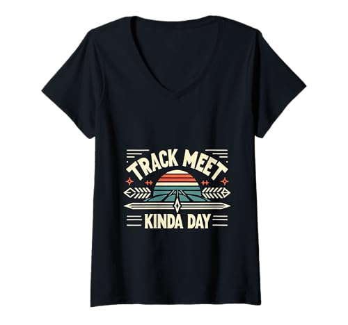 Damen Track Meet Kinda Day Wettbewerbssportveranstaltung ||- T-Shirt mit V-Ausschnitt Damen Track Meet Kinda Day Wettbewerbssportveranstaltung ||- T-Shirt mit V-Ausschnitt von Sprinter Laufwettbewerbe