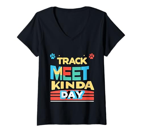 Damen Track Meet Kinda Day Wettbewerbssportveranstaltung |- T-Shirt mit V-Ausschnitt Damen Track Meet Kinda Day Wettbewerbssportveranstaltung |- T-Shirt mit V-Ausschnitt von Sprinter Laufwettbewerbe
