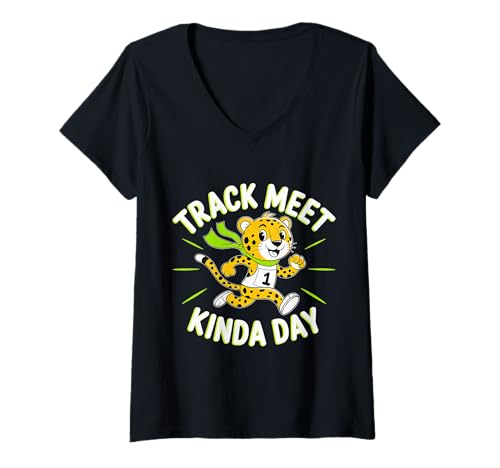 Damen Track Meet Kinda Day Wettbewerbssportveranstaltung |- T-Shirt mit V-Ausschnitt Damen Track Meet Kinda Day Wettbewerbssportveranstaltung |- T-Shirt mit V-Ausschnitt von Sprinter Laufwettbewerbe