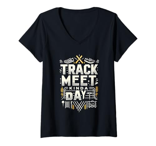 Damen Track Meet Kinda Day Wettbewerbssportveranstaltung ||- T-Shirt mit V-Ausschnitt Damen Track Meet Kinda Day Wettbewerbssportveranstaltung ||- T-Shirt mit V-Ausschnitt von Sprinter Laufwettbewerbe