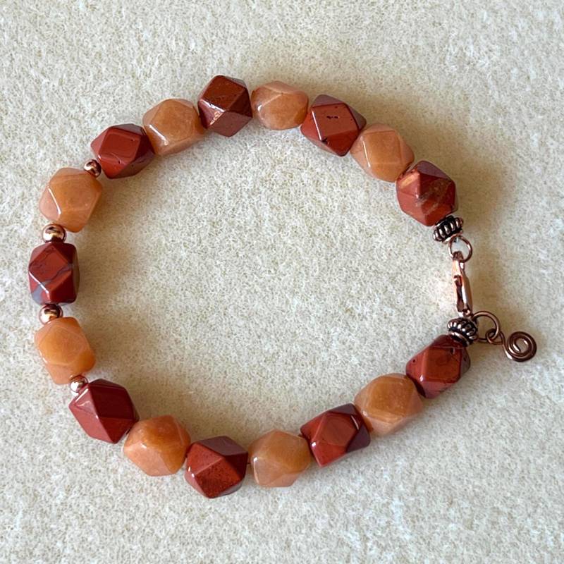 Armband Aus Rotem Aventurin, Jaspis & Kupfer Charity-Spende von SpritelyFinch