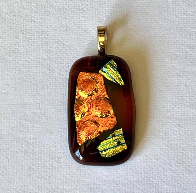 Feuer & Eis Anhänger Aus Geschmolzenem Glas Mit Vergoldeter Pewter Öse Charity Spende von SpritelyFinch