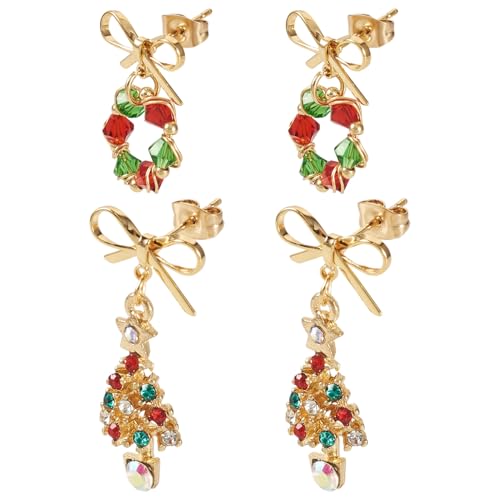 Spritewelry 2 Paar Weihnachtsohrringe für Frauen, Kranz, Weihnachtsbaum, Glas, baumelnde Ohrstecker, Weihnachtsschmuck, Ohrringe für Urlaub, Schmuck, Geschenke, Glas Spritewelry 2 Paar Weihnachtsohrringe für Frauen, Kranz, Weihnachtsbaum, Glas, baumelnde Ohrstecker, Weihnachtsschmuck, Ohrringe für Urlaub, Schmuck, Geschenke, Glas von Spritewelry