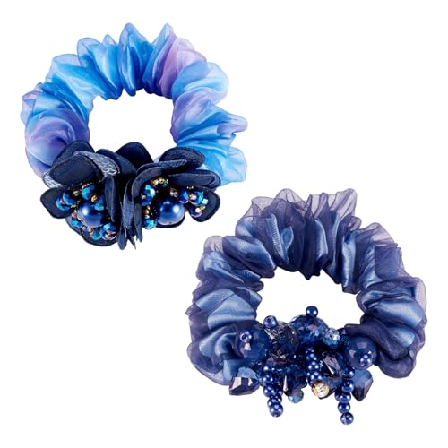 Spritewelry 2 x Organza-Haargummis für Damen, modische Haarbänder, Pferdeschwanz-Halter, Haarwickel, elastische französische Satin-Haarbänder für Valentinstag, Blau Spritewelry 2 x Organza-Haargummis für Damen, modische Haarbänder, Pferdeschwanz-Halter, Haarwickel, elastische französische Satin-Haarbänder für Valentinstag, Blau von Spritewelry
