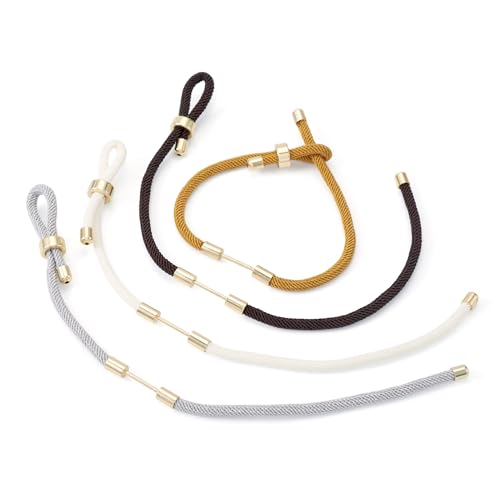Spritewelry Verstellbare Nylonschnur-Armbänder für Damen, geflochtene Freundschaftsarmbänder, 4 Stück, gedrehtes Schiebeband mit goldenen Messing-Fundstücken für Schmuckherstellungszubehör Spritewelry Verstellbare Nylonschnur-Armbänder für Damen, geflochtene Freundschaftsarmbänder, 4 Stück, gedrehtes Schiebeband mit goldenen Messing-Fundstücken für Schmuckherstellungszubehör von Spritewelry