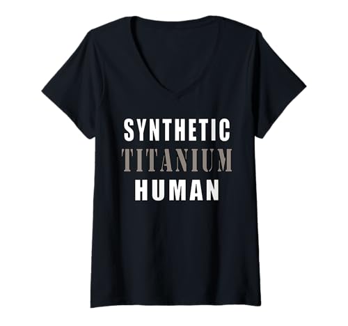 Damen Synthetic Titanium Human Lustige Sprüche T-Shirt mit V-Ausschnitt von Spruch Sprüche Lustig Witzig Geschenk Geburtstag