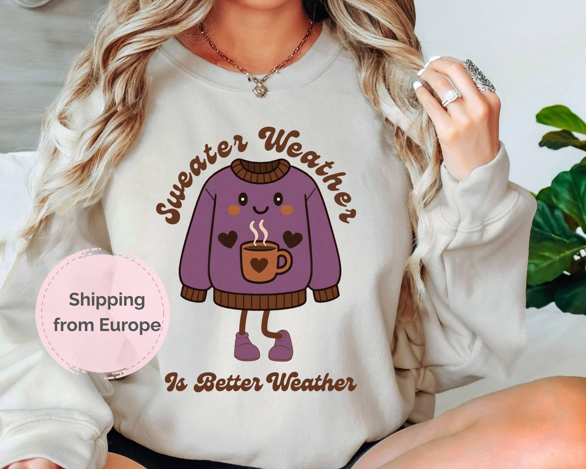 Cozy Herbst Sweatshirt - Sweater Weather Is Better Shirt Süßer Herbstpullover Mit Kaffee & Gesicht Fall Damen Cozy Herbst Sweatshirt - Sweater Weather Is Better Shirt Süßer Herbstpullover Mit Kaffee & Gesicht Fall Damen von SpruchLiebe