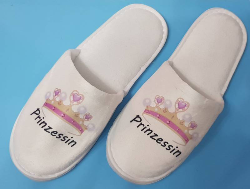 Frottee Slipper Hausschuh Pantoffel Prinzessin Geschenk Mädchen Mitbringsel Scherzartikel von Spruchdruck