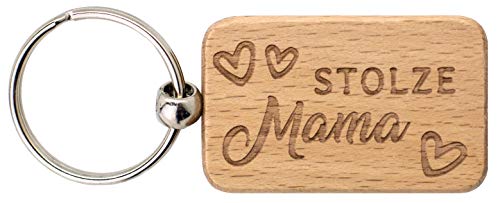 Spruchreif · Schlüsselanhänger für die Mama · Schlüsselanhänger mit Gravur · Anhänger aus Holz · Geschenke für Mama · Geschenk Muttertag · Stolze Mama von Spruchreif
