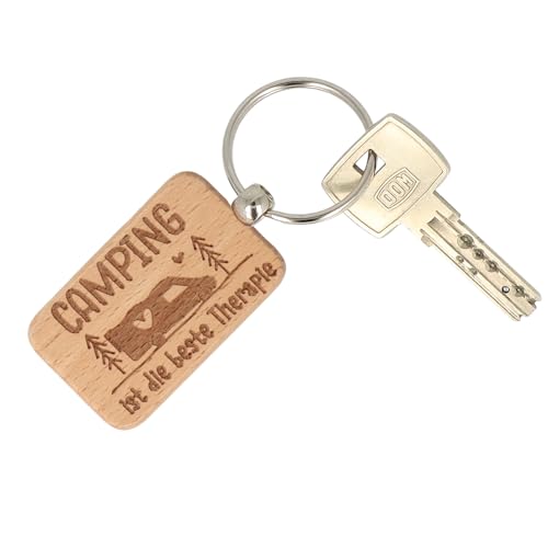 Spruchreif | Schlüsselanhänger mit Gravur Camping | Schlüsselanhänger aus Holz für Campingfans | Geschenke Camper | Campingliebe von Spruchreif