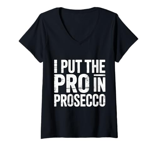 Damen I Put The Pro In Prosecco Sprudelbrunch Trinken - T-Shirt mit V-Ausschnitt Damen I Put The Pro In Prosecco Sprudelbrunch Trinken - T-Shirt mit V-Ausschnitt von Sprudelnder Wortspiel trinken
