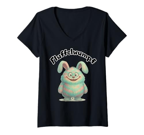 Damen Fluffelwumpf Fantasiewesen T-Shirt mit V-Ausschnitt Damen Fluffelwumpf Fantasiewesen T-Shirt mit V-Ausschnitt von Sprüche 7