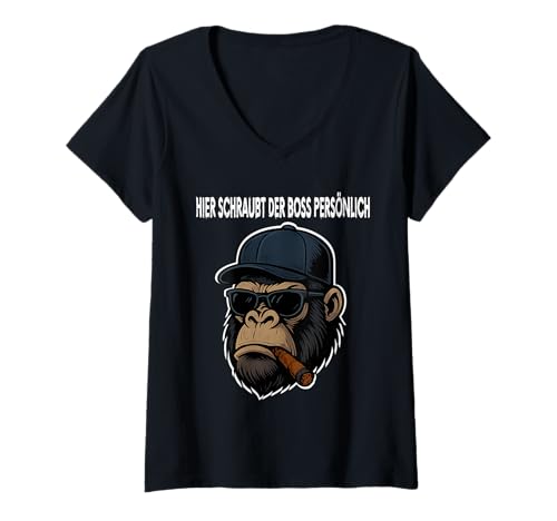 Damen Hier schraubt der Boss persönlich T-Shirt mit V-Ausschnitt Damen Hier schraubt der Boss persönlich T-Shirt mit V-Ausschnitt von Sprüche 7