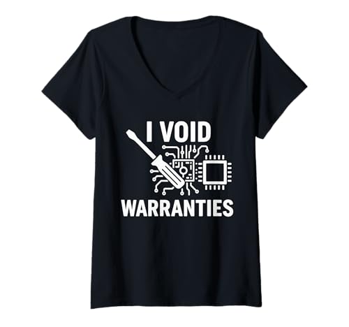 Damen I Void Warranties T-Shirt mit V-Ausschnitt von Sprüche 7