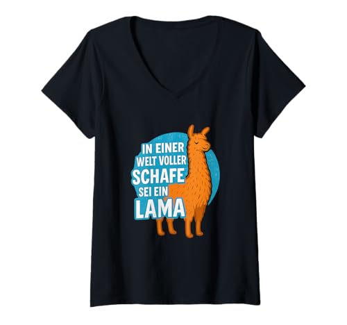 Damen In Einer Welt voller Schafe sei EIN Lama T-Shirt mit V-Ausschnitt von Sprüche 7