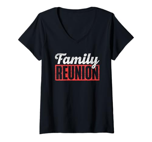 Damen Familientreffen Familie Team Süß T-Shirt mit V-Ausschnitt von Sprüche Liebe Familientreffen Family Reunion