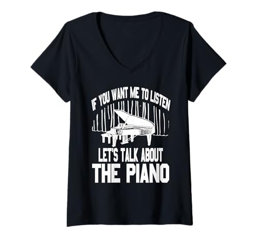 Damen Lass Uns Über Klavier Reden Hör Ich Zu Lustig T-Shirt mit V-Ausschnitt Damen Lass Uns Über Klavier Reden Hör Ich Zu Lustig T-Shirt mit V-Ausschnitt von Sprüche Musikspieler Konversation Statement
