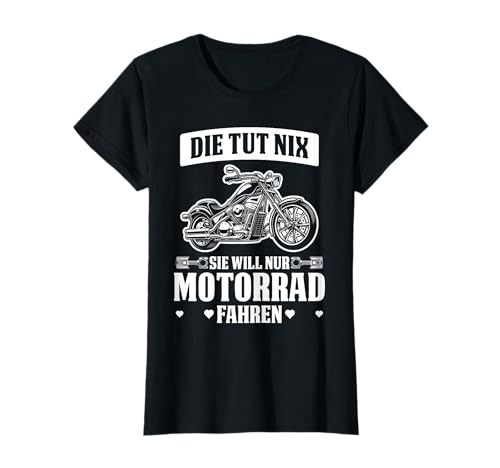Sie will nur Motorrad fahren Frau Mama Ehefrau Moped T-Shirt von Sprüche & Geschenke für Motorradfahrer