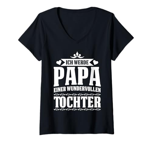 Damen Ich werde-Papa Einer Tochter Vater Loading Schwanger Baby T-Shirt mit V-Ausschnitt von Sprüche & Geschenke für die beste Tochter der Welt