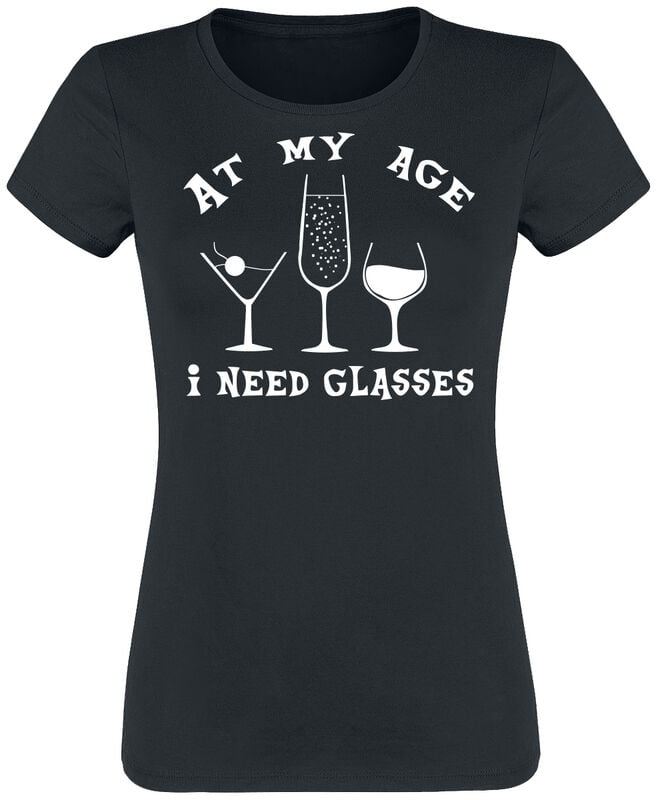 Alkohol & Party At My Age I Need Glasses T-Shirt schwarz in XXL von Alkohol & Party