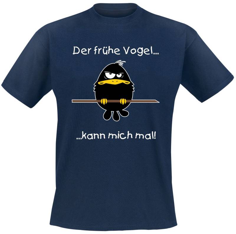 Sprüche Der frühe Vogel kann mich mal! T-Shirt blau in M von Sprüche