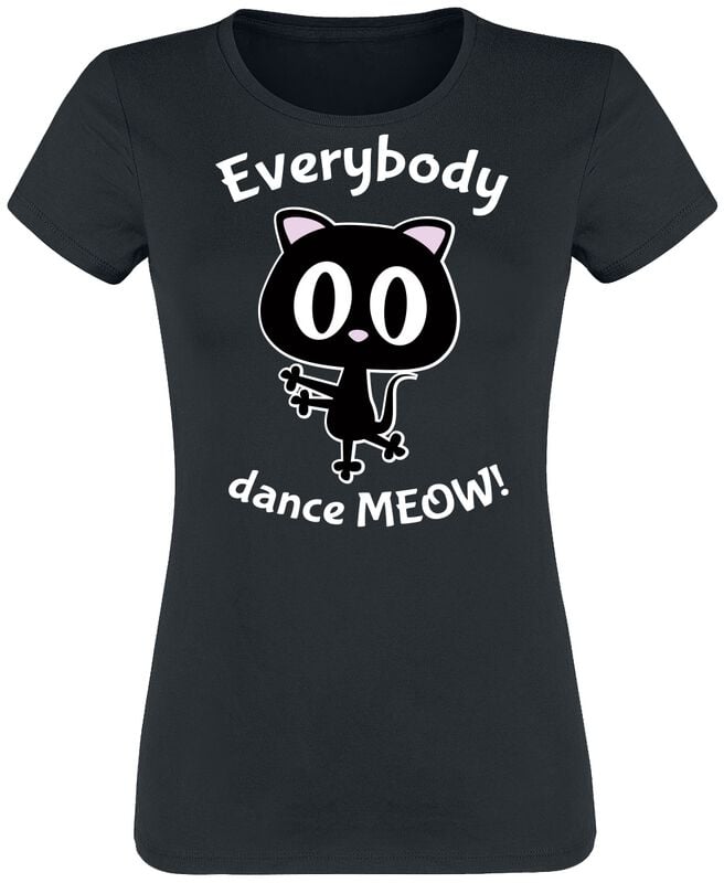 Sprüche Everybody Dance Meow! T-Shirt schwarz in XXL von Sprüche