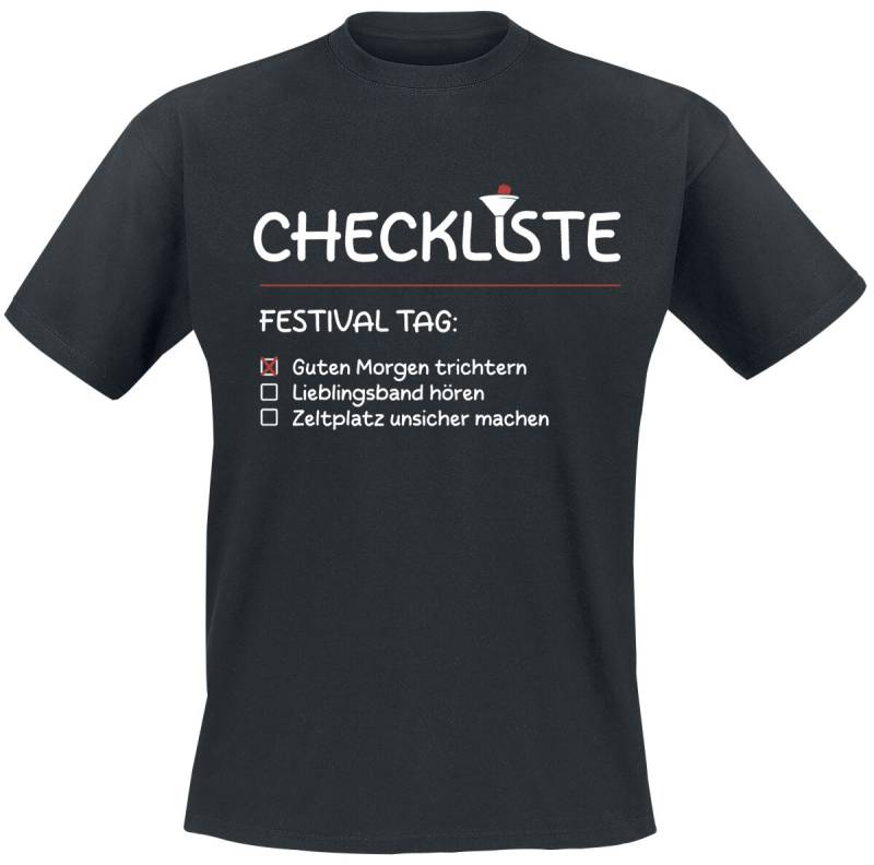 Sprüche Festival Checklist T-Shirt schwarz in M von Sprüche