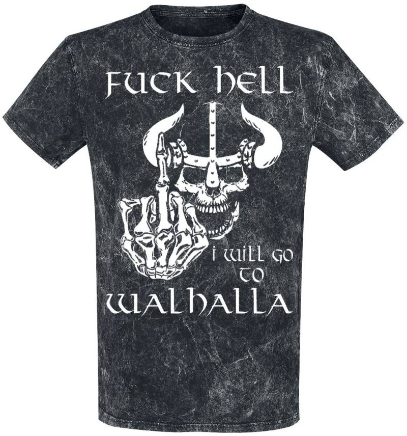 Sprüche Fuck Hell - I Will Go To Walhalla T-Shirt dunkelgrau in XXL von Sprüche