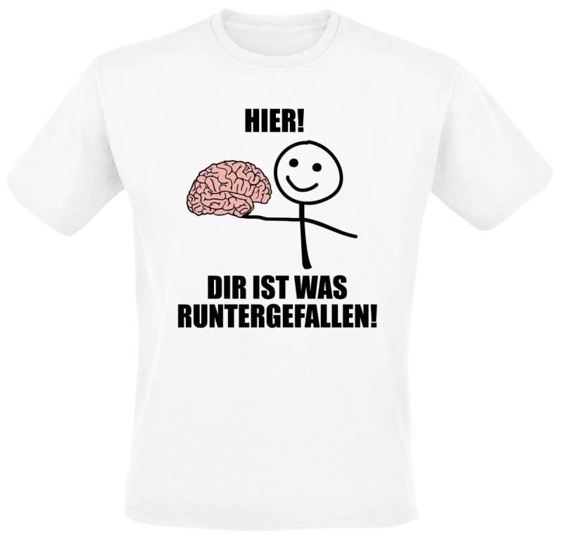 Sprüche Hier! Dir ist was runtergefallen! T-Shirt weiß in L von Sprüche