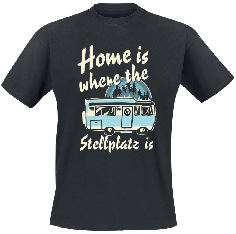 Sprüche Home Is Where The Stellplatz Is T-Shirt schwarz in M von Sprüche