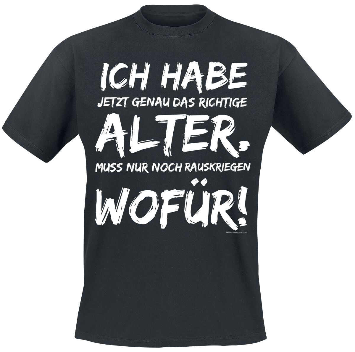 Sprüche Ich habe jetzt genau das richtige Alter. Muss nur noch rauskriegen wofür! T-Shirt schwarz in 4XL von Sprüche