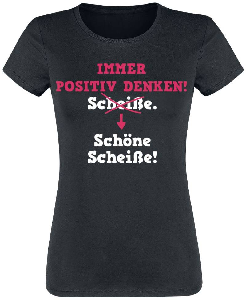 Sprüche Immer positiv denken! T-Shirt schwarz in 3XL von Sprüche
