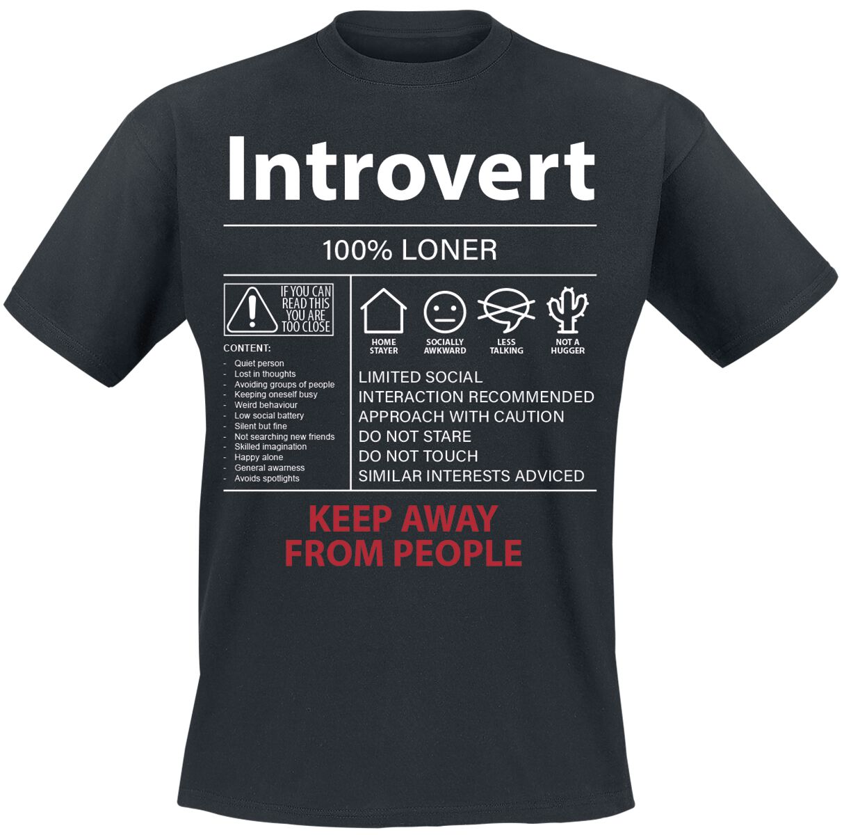 Sprüche Introvert T-Shirt schwarz in L von Sprüche