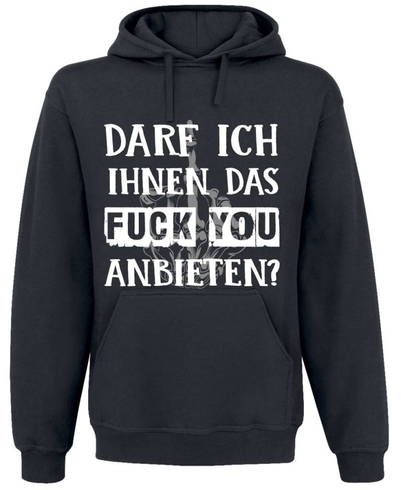 Sprüche Kapuzenpullover - Darf ich Ihnen das Fuck You anbieten? - M bis 3XL - für Männer - Größe XL - schwarz von Sprüche