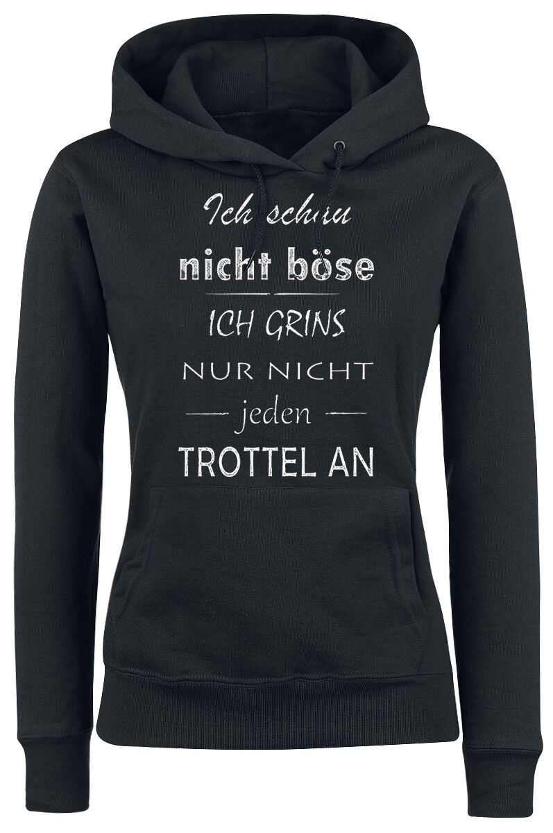 Sprüche Kapuzenpullover - Ich schau nicht böse - Ich grins nur nicht jeden Trottel an - M bis XL - für Damen - Größe M - schwarz Sprüche Kapuzenpullover - Ich schau nicht böse - Ich grins nur nicht jeden Trottel an - M bis XL - für Damen - Größe M - schwarz von Sprüche