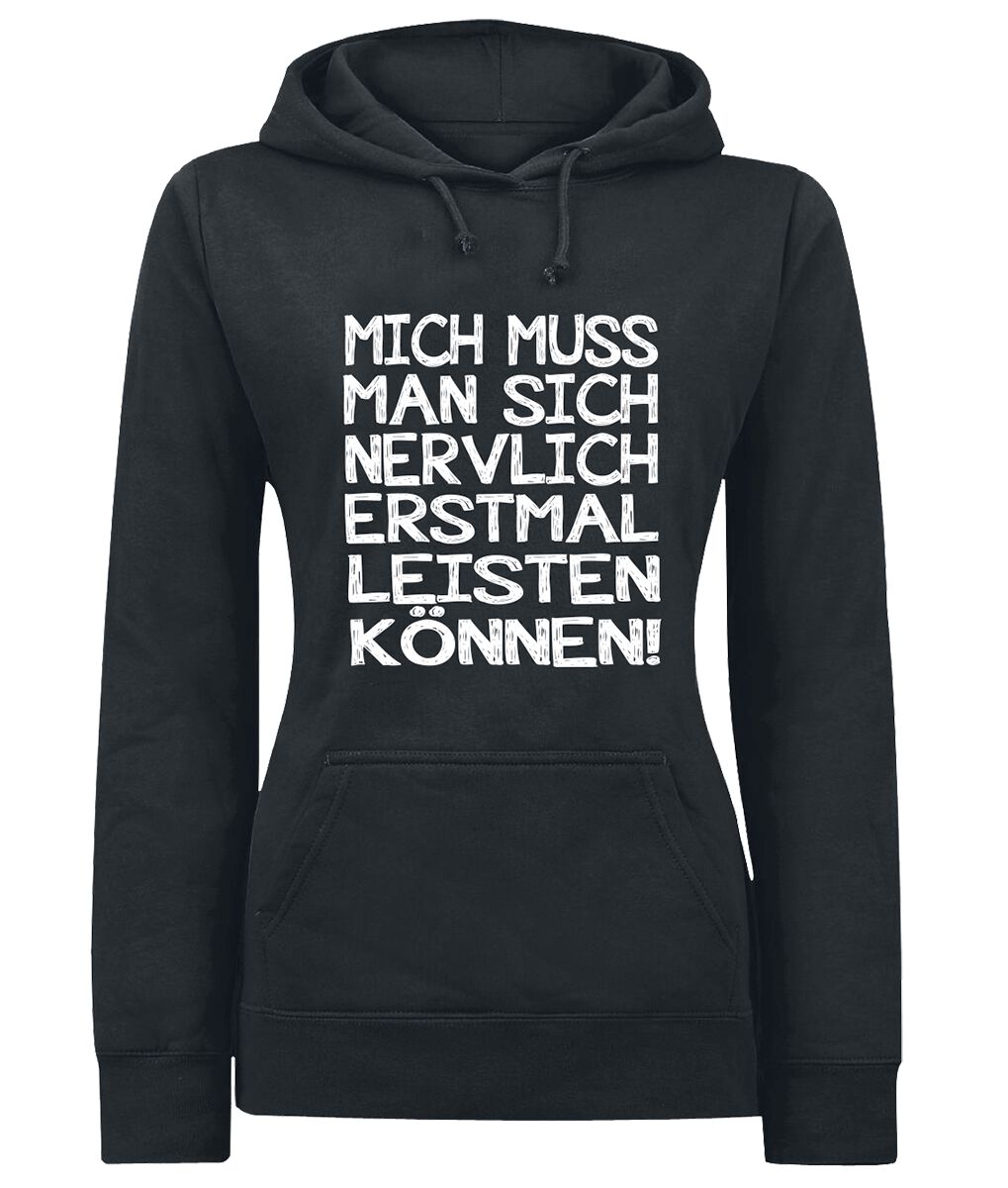 Sprüche Kapuzenpullover - Mich muss man sich nervlich erstmal leisten können! - M bis XXL - für Damen - Größe XXL - schwarz von Sprüche