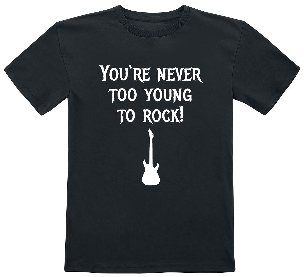 Sprüche Kids - You're Never Too Young To Rock! T-Shirt schwarz in 128 von Sprüche