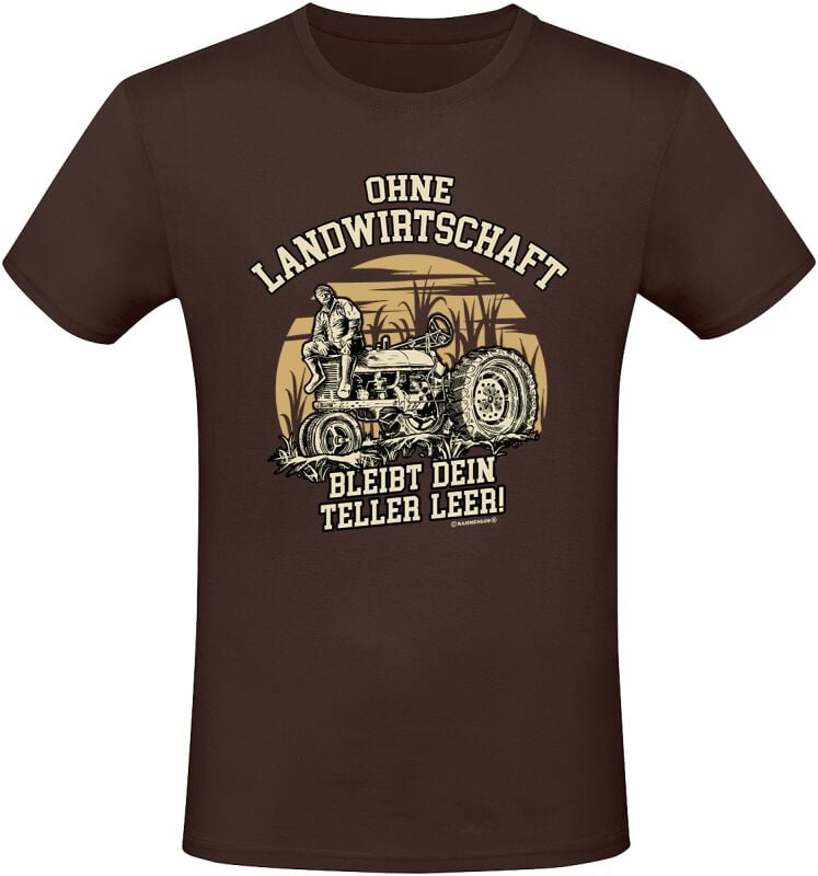 Sprüche Leg dich nie mit einem Landwirt an - Wir kennen Orte wo dich niemand findet T-Shirt braun in 3XL von Sprüche