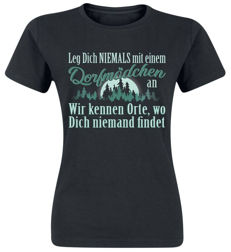 Sprüche Leg dich niemals mit einem Dorfmädchen an. T-Shirt schwarz in XXL von Sprüche