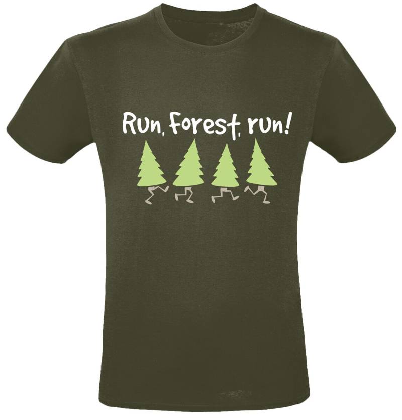 Sprüche Run, Forest, Run! T-Shirt khaki in XL von Sprüche