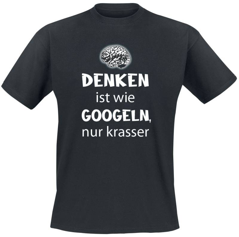 Sprüche T-Shirt - Denken ist wie googeln, nur krasser - M bis 3XL - für Männer - Größe L - schwarz von Sprüche