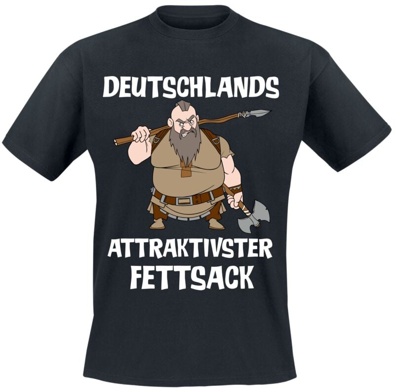 Sprüche T-Shirt - Deutschlands attraktivster Fettsack - L bis 5XL - für Männer - Größe 4XL - schwarz von Sprüche