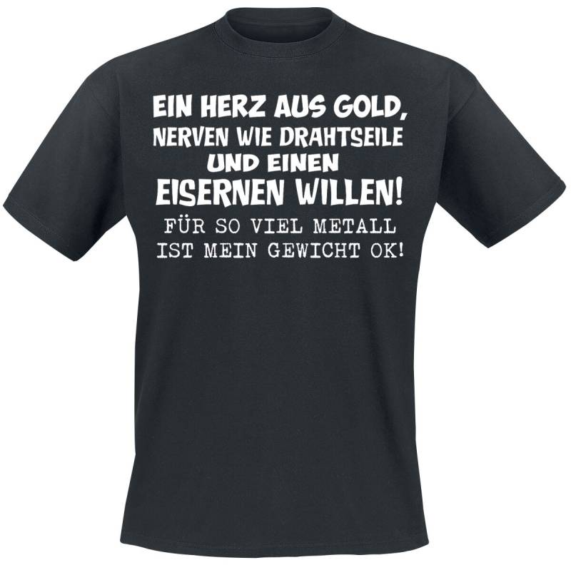 Sprüche T-Shirt - Ein Herz aus Gold - L bis 4XL - für Männer - Größe 3XL - schwarz von Sprüche