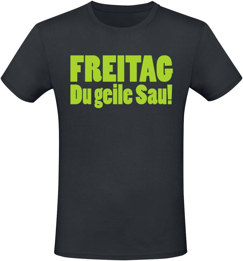 Sprüche T-Shirt - Freitag du geile Sau! - M bis 3XL - für Männer - Größe XXL - schwarz von Sprüche