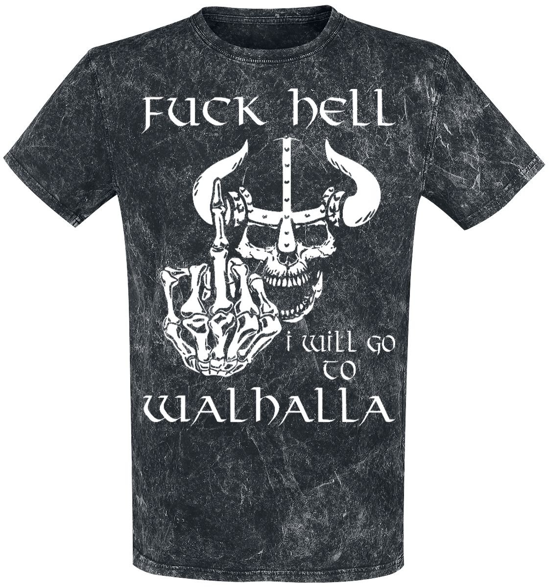 Sprüche T-Shirt - Fuck Hell - I Will Go To Walhalla - M bis 4XL - für Männer - Größe 4XL - dunkelgrau von Sprüche